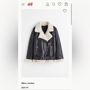 H&M biker jacket with faux fur details. - size small